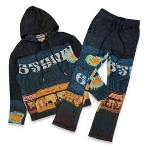 6TH NBRHD‎ "MART" FLARED JOGGING SET Size 2XL Knitted Set NEW